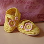 Scarpine ballerine neonato cotone giallo con fiore rosa