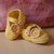 Scarpine ballerine neonato cotone giallo con fiore rosa