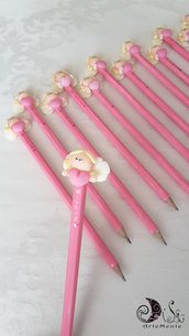 Bomboniere matite angelo con cuore personalizzabili con nome glitter perlescente per bomboniere battesimo, comunione