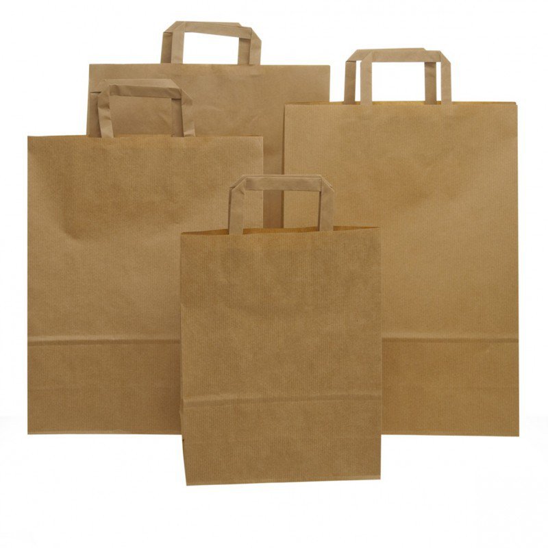 Buste Take Away In Carta Color Avana - Con Maniglie, 27x17x29 Cm, Confezione 300 Pz - Foto 3