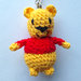 Winnie the Pooh amigurumi portachiavi, fatto a mano all'uncinetto