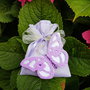 Sacchetto bomboniera porta confetti in lilla con farfalla per nascita, battesimo, prima comunione