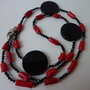 COLLANA CORALLO BAMBOO ROSSO E ONICE NERO