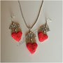 Completo con cuore effetto ricamato! Orecchini e collana creati a mano