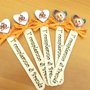 SEGNALIBRO PIROGRAFATO con MASHA E ORSO - PERSONALIZZABILE - compleanno - battesimo nascita - fiocco  arancio -no fimo