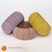 Bracciale multicolor viola/giallo/bianco effetto filo in pasta polimerica Fimo sulla base di legno