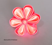 Elastico con fiore kanzashi colore rosa