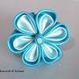 Elastico con fiore kanzashi colore azzurro