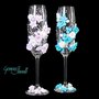 Wedding flutes, decorati a mano con fimo e perle