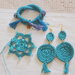 ANELLO turchese in cotone con perla.Parte di una parure di 4 articoli(disponibili:orecchini,collana,bracciale).Personalizzabile a richiesta