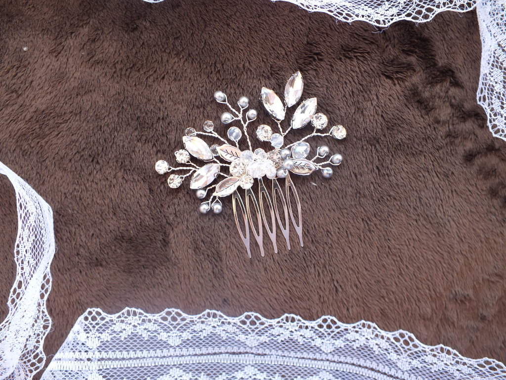 Casualfashion Pettine Elastico Con Perle Per Donne E Ragazze - Clip Doppia Per Acconciature (Bianco, Taglia Unica) - 3