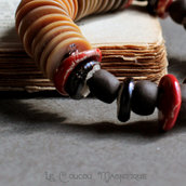 Bracciale etnico rosso con perle in ceramica