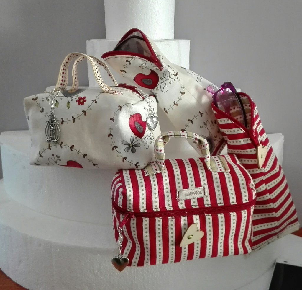 Borsetta Organizer Rossa Per Trucco - 10 Tasche, Nylon, Misure 27x17x10 Cm - Foto 8