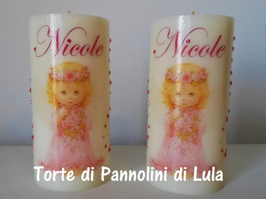 Candela Personalizzata Per Battesimo - Con Foto, Nome E Data, 25x8 Cm, 90 Ore Di Durata