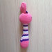 Sonaglino coniglio rosa amigurumi, fatto a mano all'uncinetto