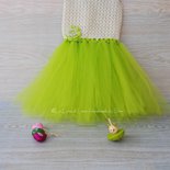 Abito Tutù Tulle Rosa E Viola Per Bambina – Corpetto In Denim Chambray, Manica 3/4, Cintura