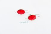 Base orecchini in ottone con mezzo cristallo ovale sfaccettato colore rosso rubino (1 coppia)