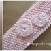 Fascetta cuoricini in cotone biologico rosa - accessori neonata - fatta a mano - uncinetto