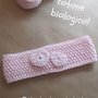 Fascetta cuoricini in cotone biologico rosa - accessori neonata - fatta a mano - uncinetto