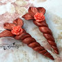 Orecchini unicorno rose legno corallo sintetico fimo argento 925 
