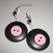 orecchini bottoni neri e rosa