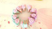 OFFERTA BOMBONIERE - matrimonio - nascita battesimo - FETTE di TORTA  con rosa    - fimo confetti porta confetti