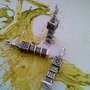 TORRE DI LONDRA IN ARGENTO - CHARMS - CIONDOLO - PENDENTE - 3D - HOBBY