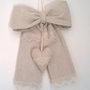 Fiocco di lino, fiocco con cuore, shabby chic, country, fiocco nascita, arredo casa, fuoriporta