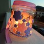 Lanterna fiori lilla e rosa riuso vasetto in vetro portacandela tea light-fairy light