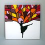 Danza dell'albero, quadro dipinto a mano su tela cm 40x40