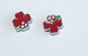2 Slide Charms fiore rosso PRL197