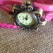 orologio in stile vintage con 3 cinturini in pelle decorato con perline e ciondolo a farfalla color bronzo