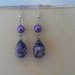 orecchini pendenti con murrine e perle viola