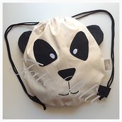 Sacca Zainetto per l'asilo in cotone "Panda"