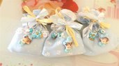 BOMBONIERA DELUXE - battesimo nascita - fimo - porta confetti sacchetti portachiavi FOLLETTO mod. 3 