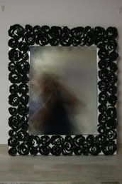 Specchio floreale "REGINA NERA" 65x50 cm