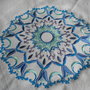 Mandala in blu ricamato a telaio su tela vintage di cotone,ricamo elegante