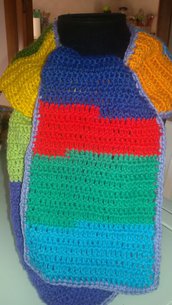 Scaldacollo in lana multicolor con bordo lilla