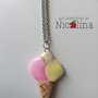 Collana in acciaio cono gelato limone, fragola, vaniglia