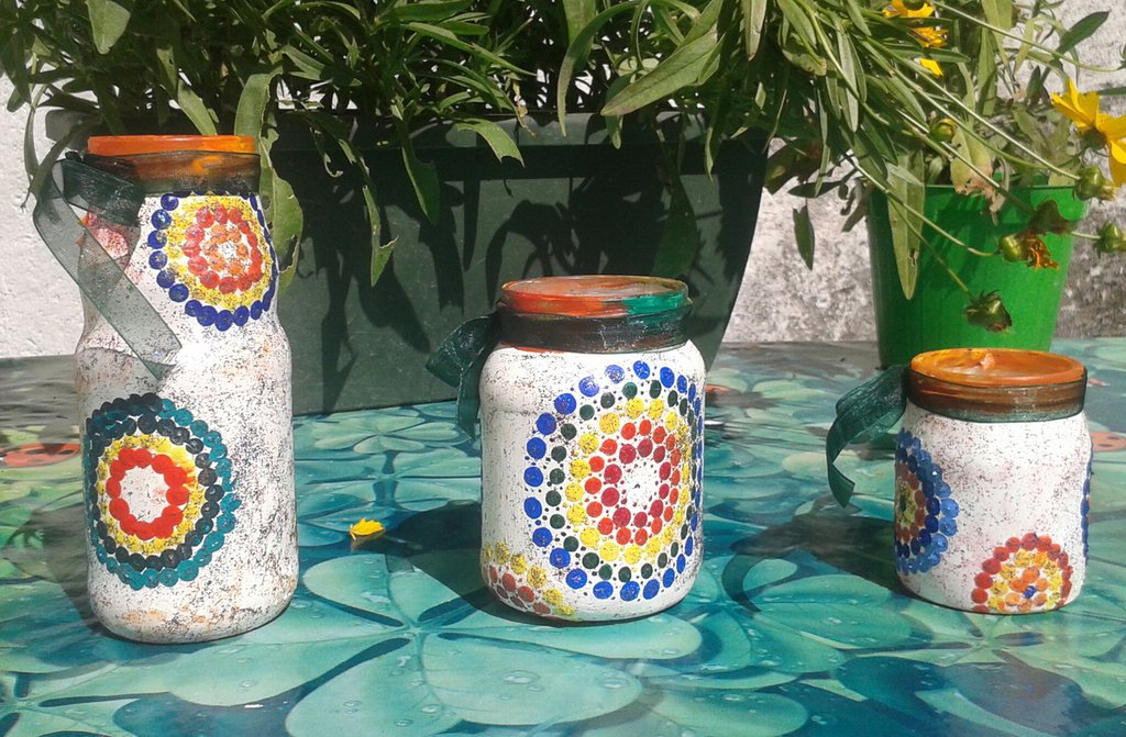 Mini vasi in vetro a forma di bottiglia con decoro retrò H9cm 4 pezzi