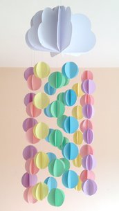 Giostrina per culla, decorazione per cameretta, con nuvola e cerchi pastello, 3D