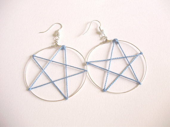 Orecchini Pentacolo Tripla Luna In Argento Sterling 925 - Gioiello Pagano Wiccan Con Albero Della Vita, Ipoallergenico