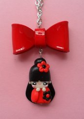Kokeshi Necklace - red