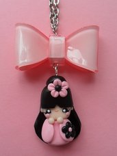 Kokeshi Necklace - pink