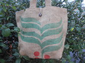   Grande borsa in tela juta riciclata da sacchi di caffè, idea regalo.