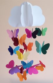 Giostra  per culla, decorazione per cameretta, con farfalle colorate, 3D