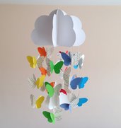 Decorazione per cameretta, con farfalle arcobaleno e pagine libro, 3D