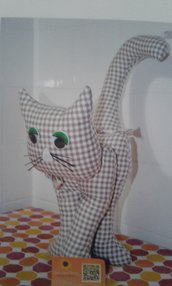 Gatto fermaporta 42 cm bianconero