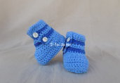 Scarpine noenato 0-3 mesi, lana azzurro, uncinetto