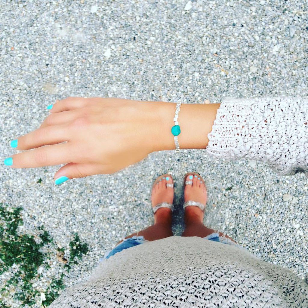 Bracciale con omino in argento 925 e cordino nautico azzurro - Pensieri